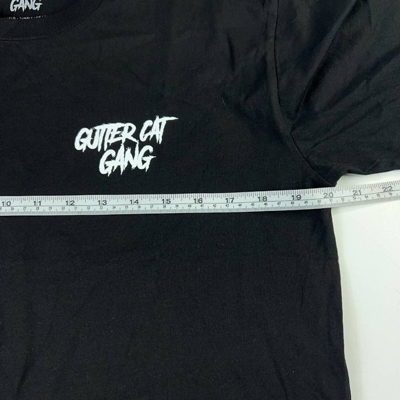 Gutter Cat Gang Mens Graphic T-Shirt Black White Spell Out Crew Cotton Tee M New - Picture 8 of 9